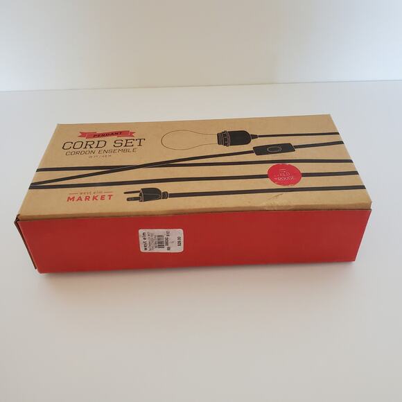 West Elm Plug-In Pendant Cord Set Red Swag Pendant Light Kit 15 ft New - Picture 8 of 16